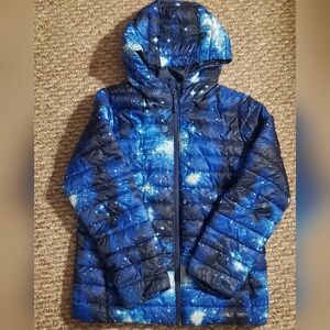 Lands End Blue Galaxy lightweight boys puffer jacket